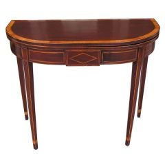 American Mahogany Demi-lune Satinwood Inlaid Game Table, N.Y. Circa 1780 8