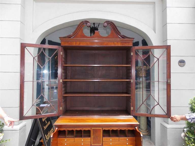 English Mahogany Fall Front Secretary With Bookcase. Circa 1780 In Excellent Condition In Hollywood, SC