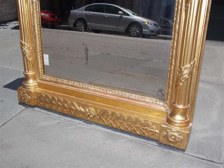 Late 18th Century Russian Gilt Carved Wood and Gesso Arched Cornice Lapis Wall Mirror, Circa 1780 For Sale