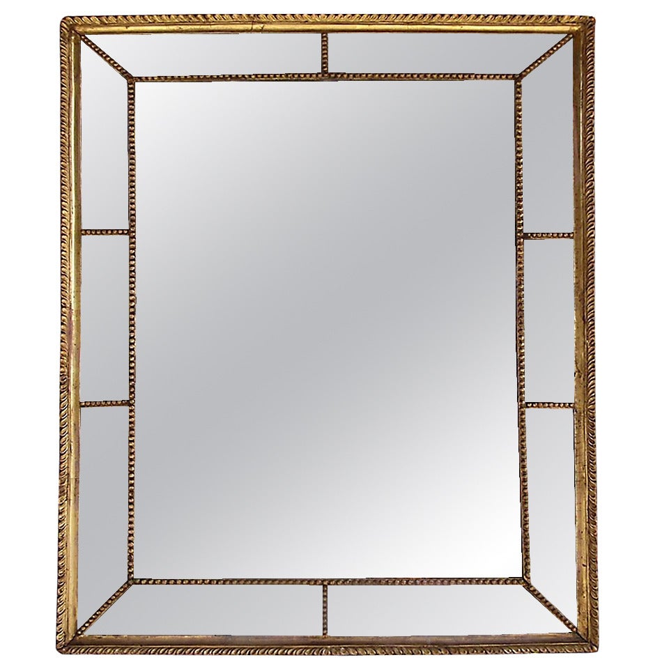 Venetian Gilt Carved Wood Gadrooned Mirror, Second Half 19th Century 