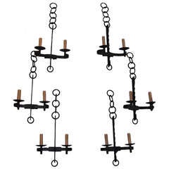 Set of Six French Wrought Iron Wall Sconces