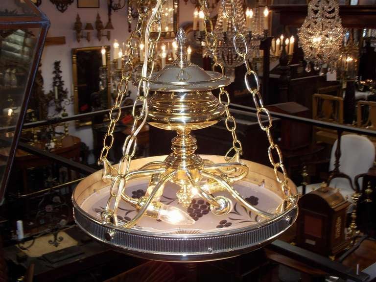 American Brass Frosted Globe Chandelier 2