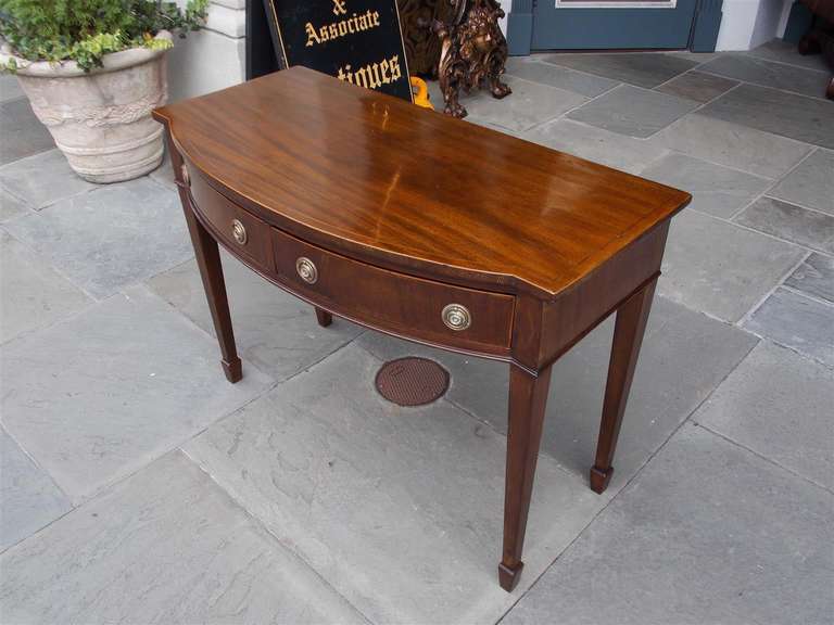 Hand-Carved English Hepplewhite Mahogany Bow Front  Inlaid Server, Circa 1790