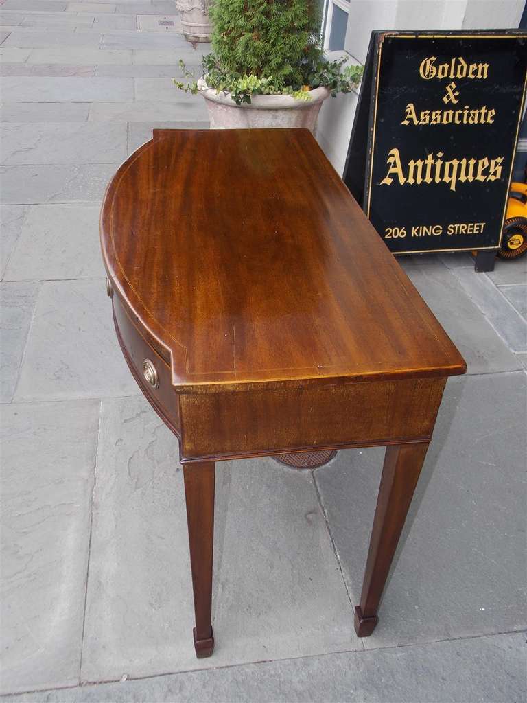 English Hepplewhite Mahogany Bow Front  Inlaid Server, Circa 1790 1