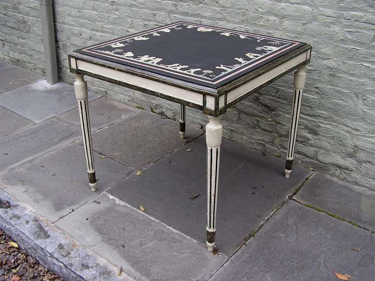 Italian Inlaid and Painted Slate Top Table, Circa 1820 In Excellent Condition For Sale In Hollywood, SC