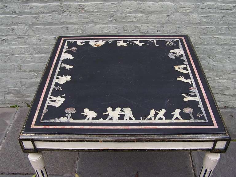 Italian Inlaid and Painted Slate Top Table, Circa 1820 For Sale 1