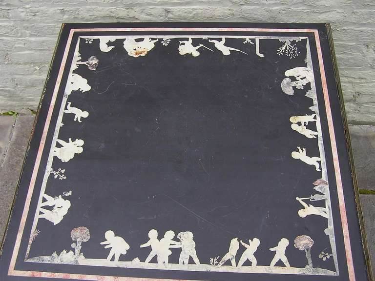 Italian Inlaid and Painted Slate Top Table, Circa 1820 For Sale 2