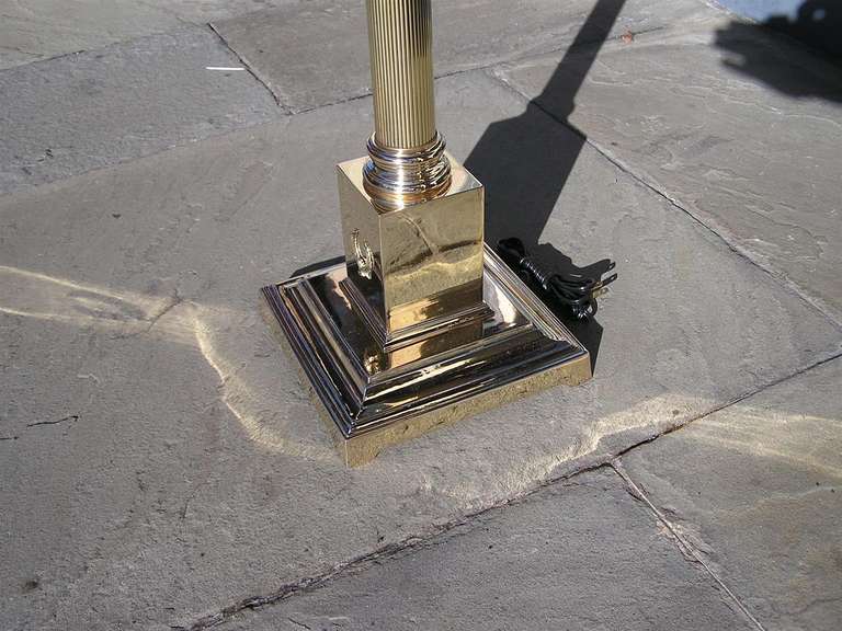 19th Century America Brass Corinthian Column Floor Lamp, Circa 1880 For Sale
