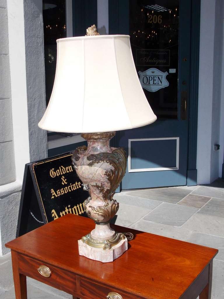 French Marble and Gilt Bronze Table Lamp, Circa 1860 In Excellent Condition For Sale In Hollywood, SC