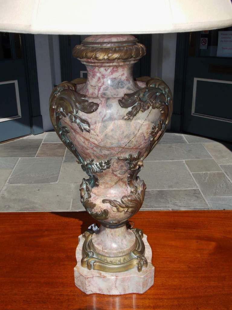 19th Century French Marble and Gilt Bronze Table Lamp, Circa 1860 For Sale