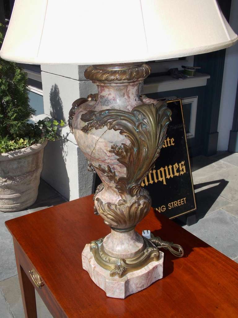 Lampe de bureau française en marbre et bronze doré, vers 1860 en vente 1