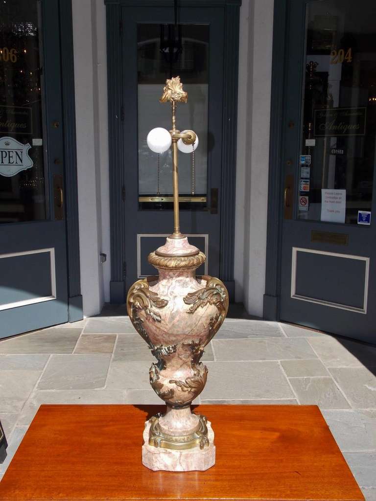 French Marble and Gilt Bronze Table Lamp, Circa 1860 For Sale 3