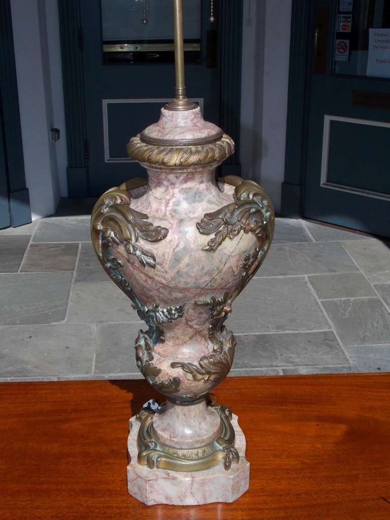 French Marble and Gilt Bronze Table Lamp, Circa 1860 For Sale 4