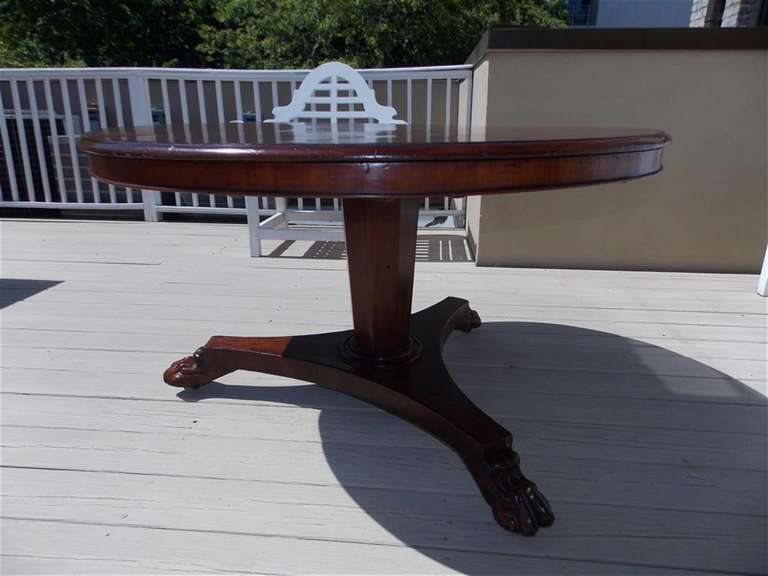 Early 19th Century English Mahogany Tilt Top Center Table with Lions Paw Feet, Circa 1820 For Sale