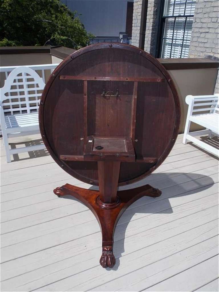 English Mahogany Tilt Top Center Table with Lions Paw Feet, Circa 1820 For Sale 1