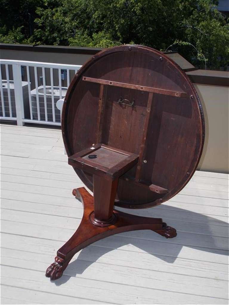 English Mahogany Tilt Top Center Table with Lions Paw Feet, Circa 1820 For Sale 2