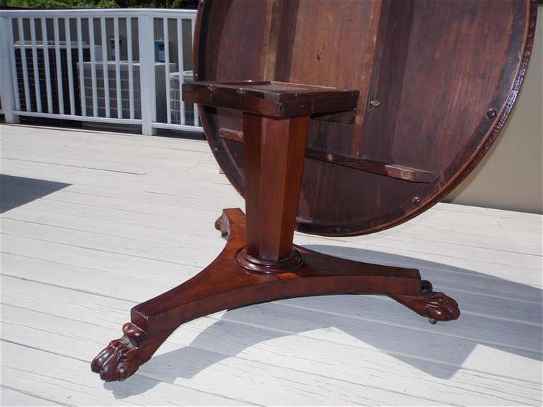 English Mahogany Tilt Top Center Table with Lions Paw Feet, Circa 1820 For Sale 3