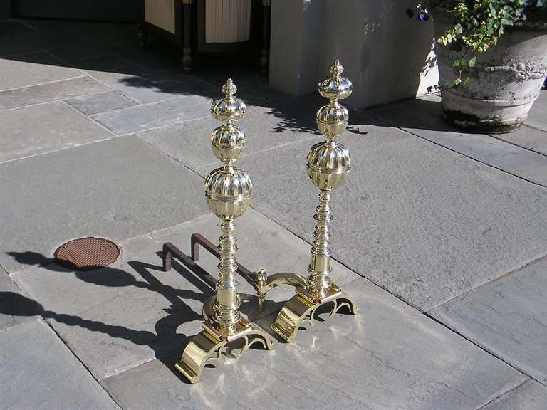 Pair of Italian Brass Figural Andirons, Circa 1800 In Excellent Condition For Sale In Hollywood, SC