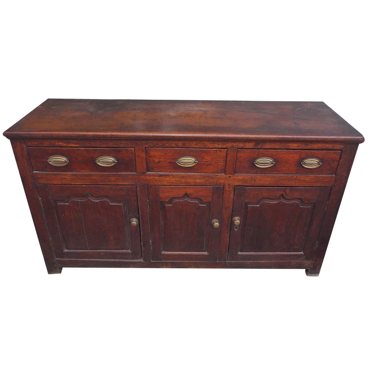 English Oak Three-Drawer Credenza, Circa 1780 For Sale