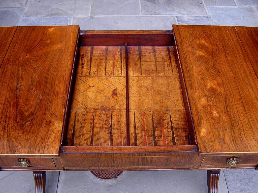 George III English Kings Wood Drop Leaf Library / Games Table. Circa 1780