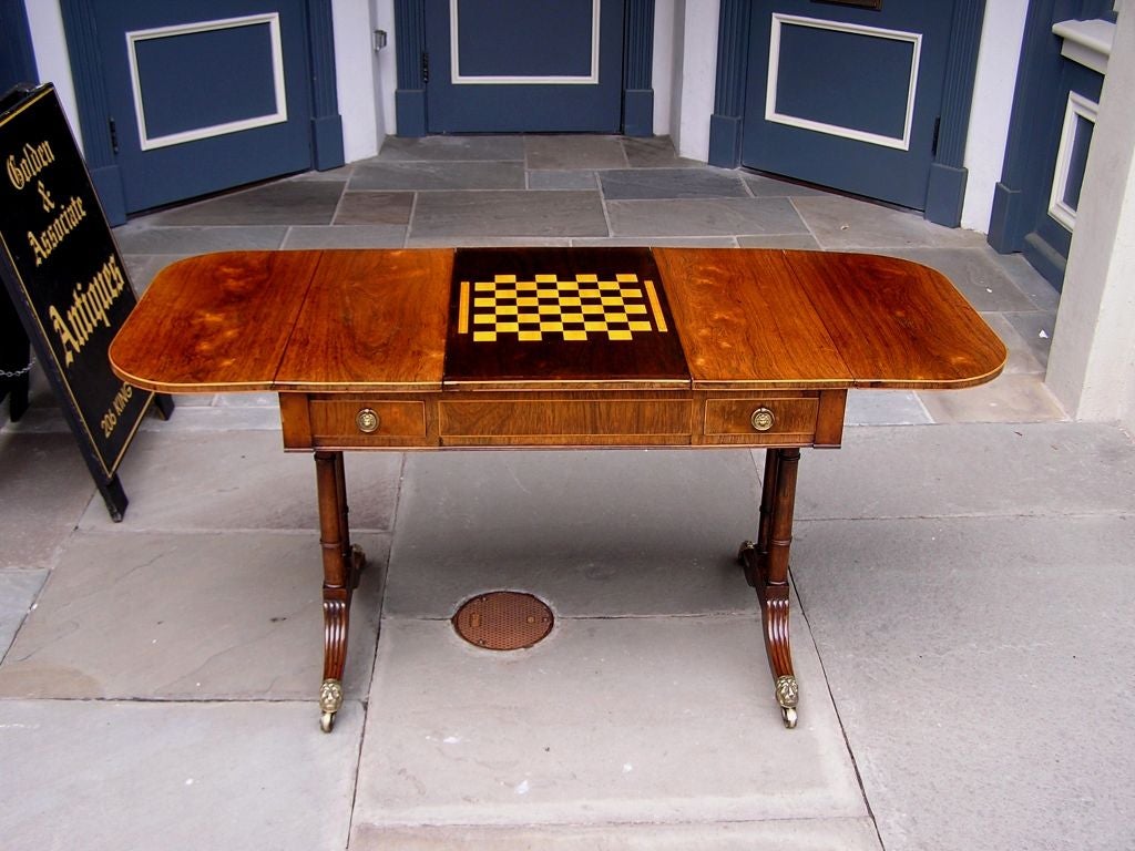 Cast English Kings Wood Drop Leaf Library / Games Table. Circa 1780