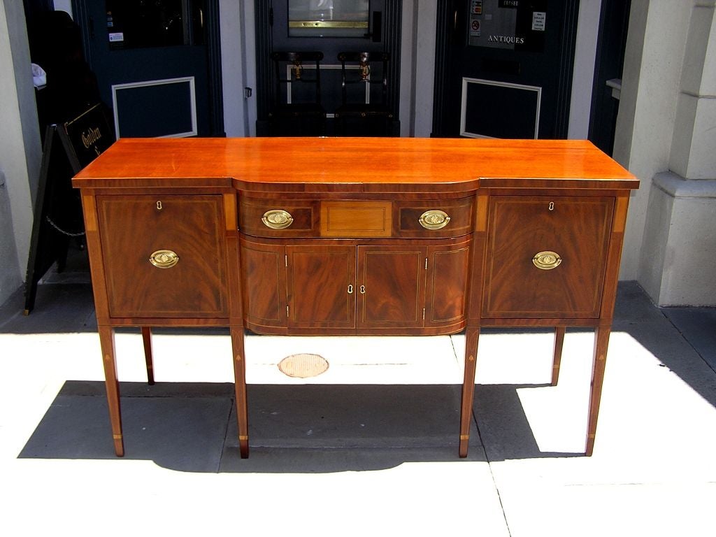 Charleston Classical Hepplewhite Mahogany & Satinwood Inlaid Sideboard, C. 1790