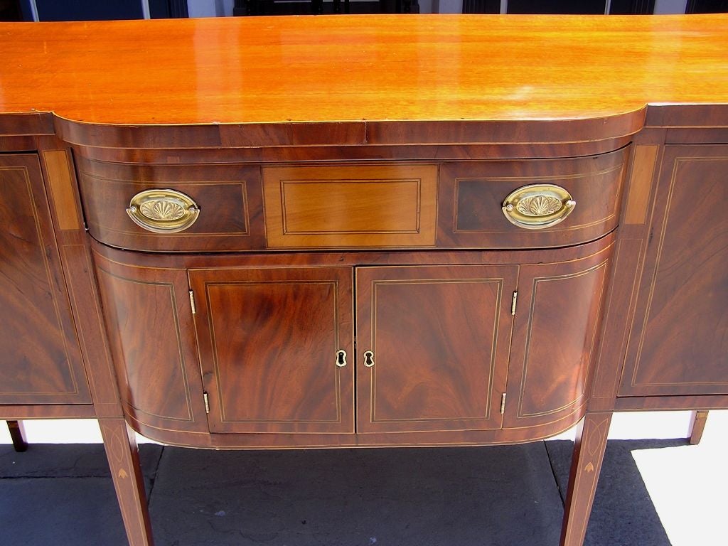 Charleston Classical Hepplewhite Mahogany & Satinwood Inlaid Sideboard, C. 1790 In Excellent Condition In Hollywood, SC