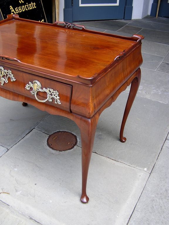 Irish Queen Anne Mahogany Tea Table With Gallery . Circa 1750 For Sale
