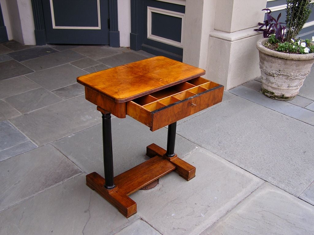 Late 18th Century French Burl Walnut and Ebonized Column One Drawer Side Table, Circa 1790