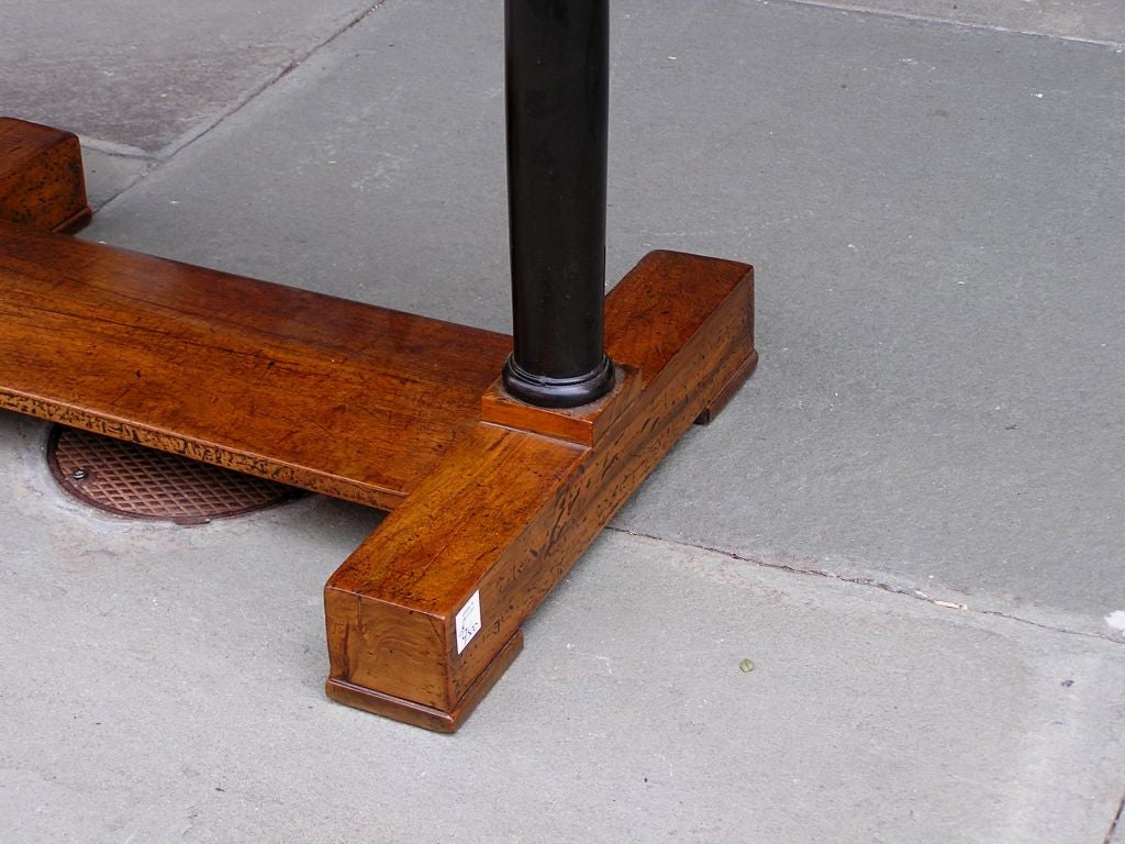 Brass French Burl Walnut and Ebonized Column One Drawer Side Table, Circa 1790