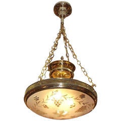 American Brass Frosted Globe Chandelier 12