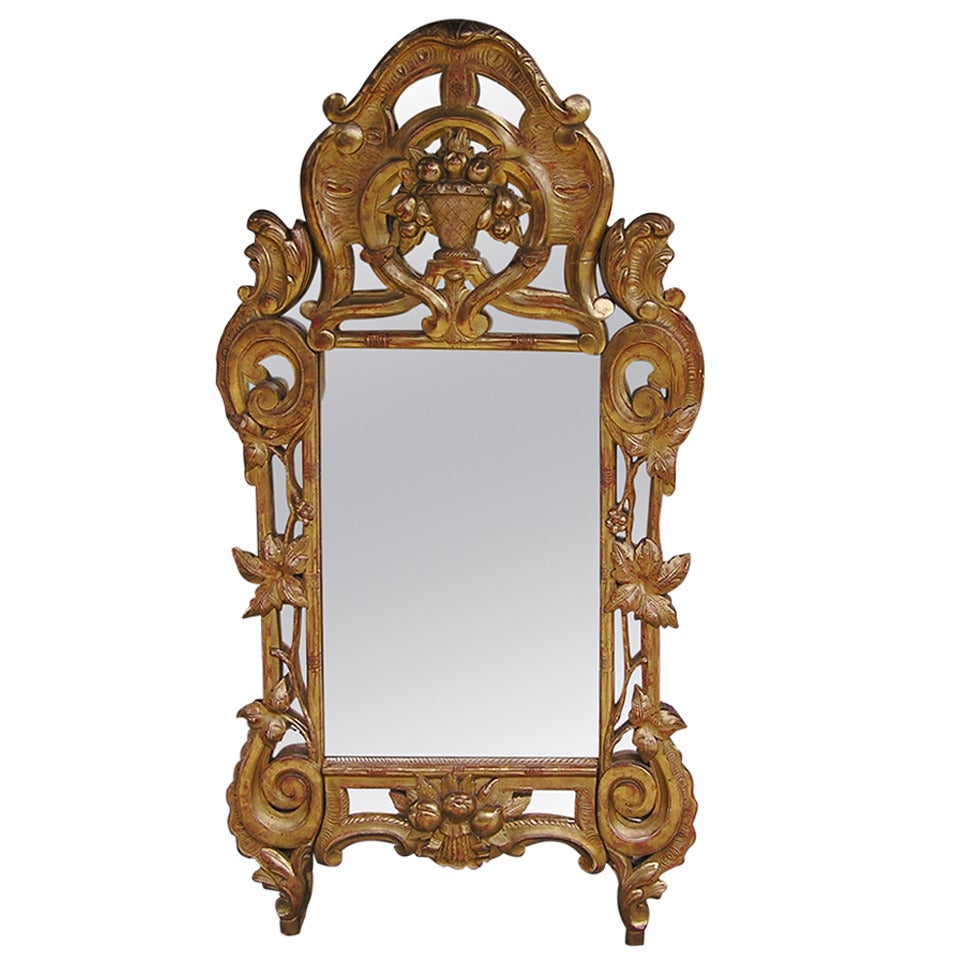 Italian Carved Wood and Gold Gilt Wall Mirror, Circa 1780