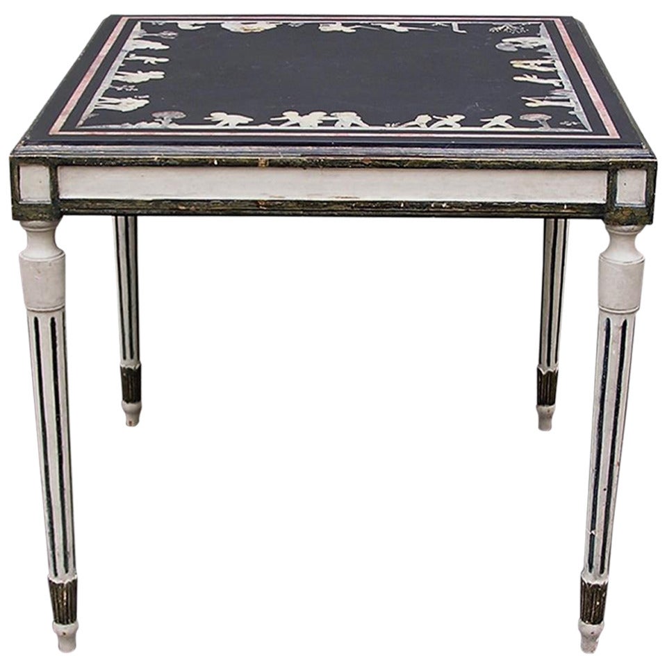 Italian Inlaid and Painted Slate Top Table, Circa 1820 For Sale