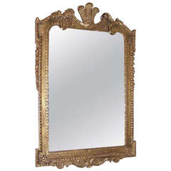 English Gilt Carved Wood Prince of Wales Wall Mirror, Circa 1830