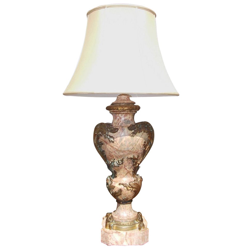 French Marble and Gilt Bronze Table Lamp, Circa 1860
