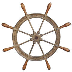American Cast Iron and Wood Classic Ship Wheel, Signed by Maker. Circa 1870 5