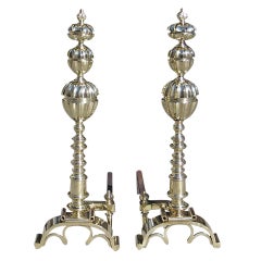 Pair of Italian Brass Figural Andirons, Circa 1800