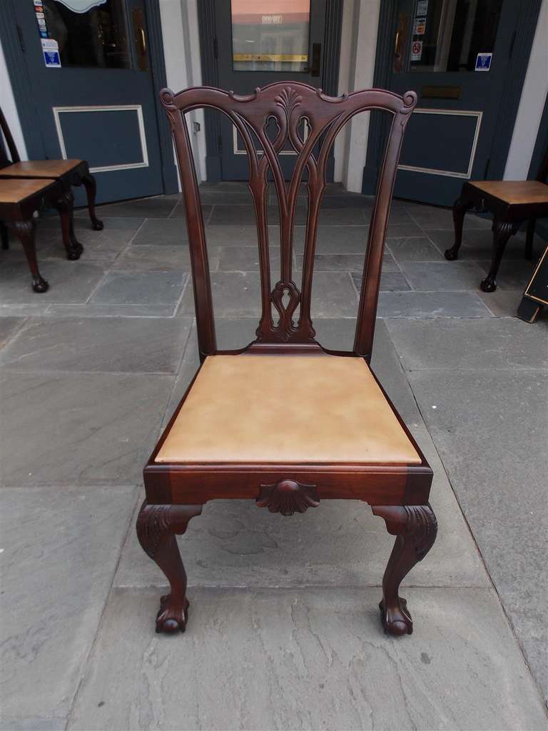 Hand-Carved Set of Four American Chippendale Style Mahogany Side Chairs, Circa 1870 For Sale