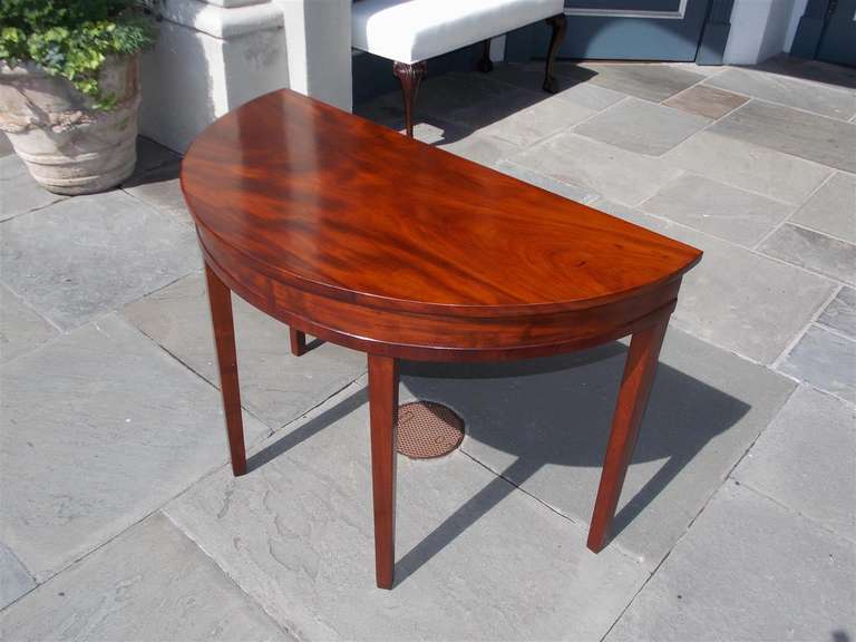 18th Century and Earlier American Mahogany Demi-lune Table. Circa 1790 For Sale
