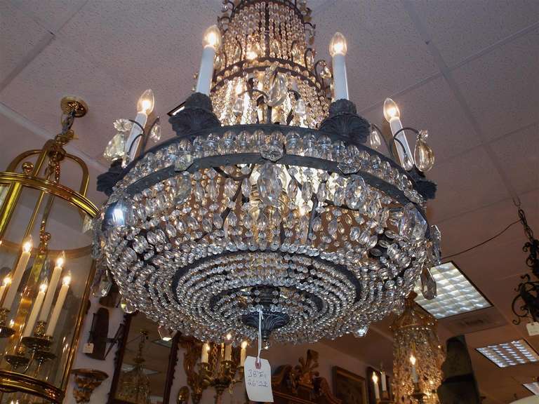 19th Century French Bronze and Crystal Three-Tiered Chandelier. Circa 1820