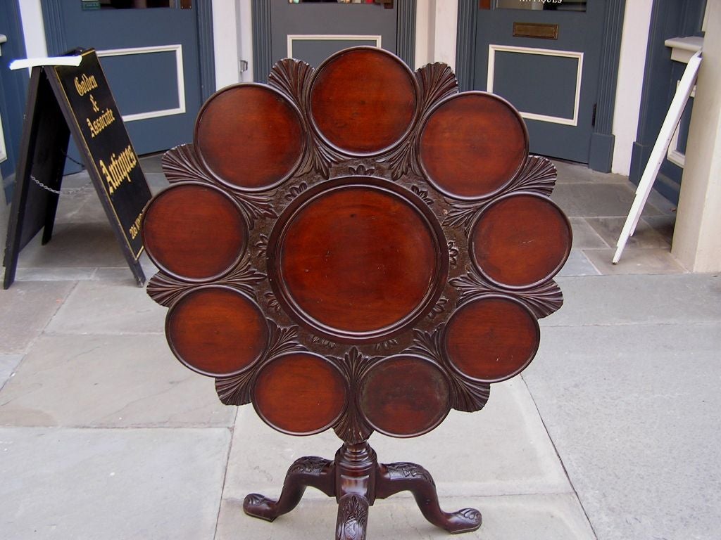 English Chippendale Mahogany Tilt Top Desert Table In Excellent Condition In Hollywood, SC