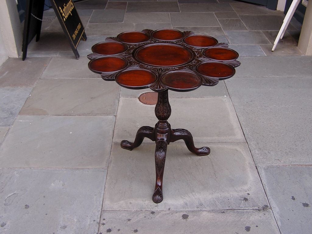 18th Century and Earlier English Chippendale Mahogany Tilt Top Desert Table