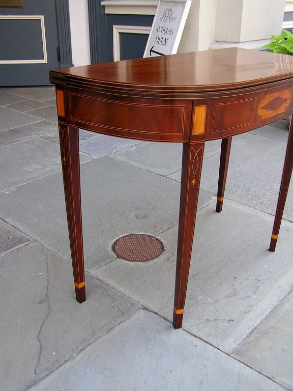 Charleston Mahogany Inlaid Card Table.  Circa 1790 In Excellent Condition In Hollywood, SC