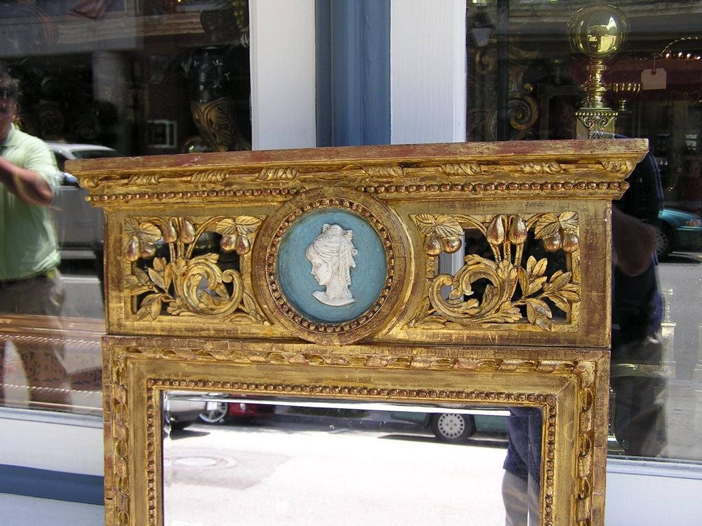 Italian Gilt carved Wood and Jasper ware Vanity Mirror. Circa 1780 In Excellent Condition In Hollywood, SC