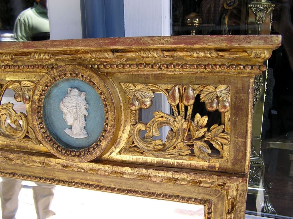 Late 18th Century Italian Gilt carved Wood and Jasper ware Vanity Mirror. Circa 1780