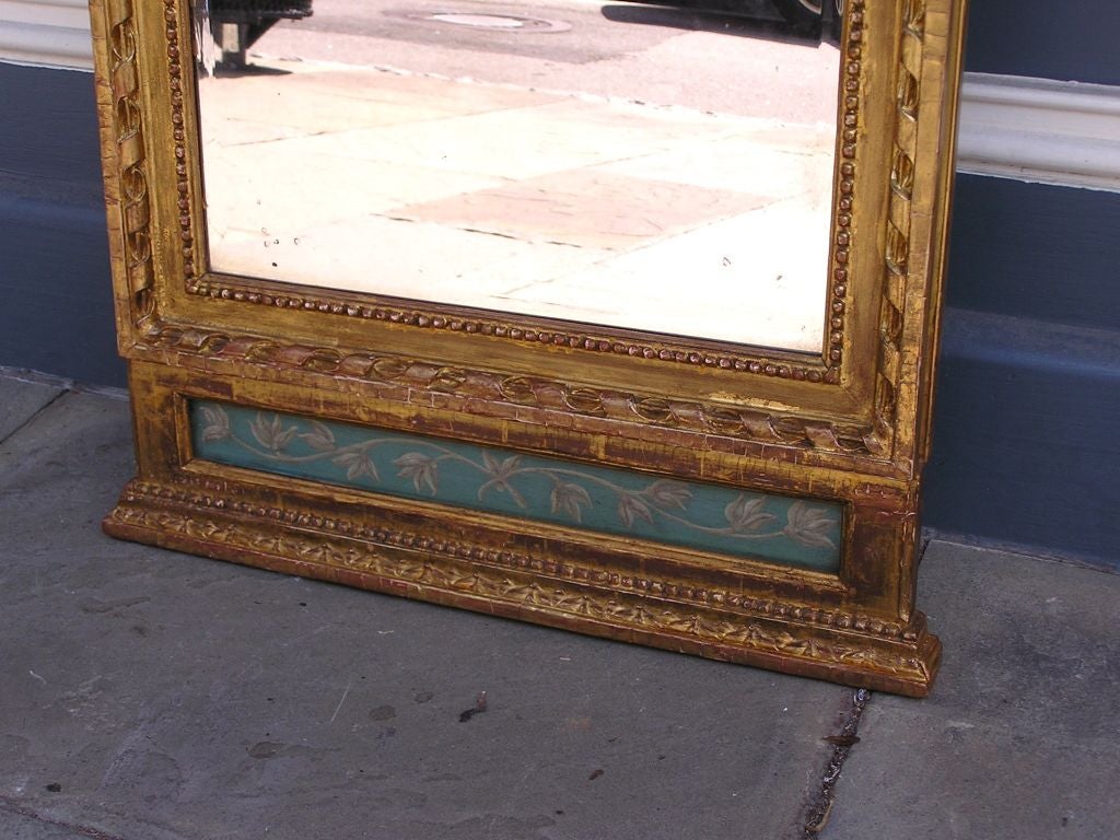 Glass Italian Gilt carved Wood and Jasper ware Vanity Mirror. Circa 1780