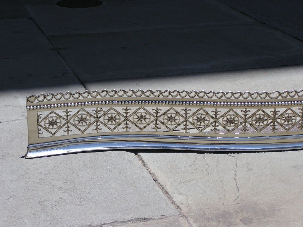 Mid-18th Century English Paktong Serpentine Chased & Pierced Gallery Fire Fender, Circa 1750 For Sale