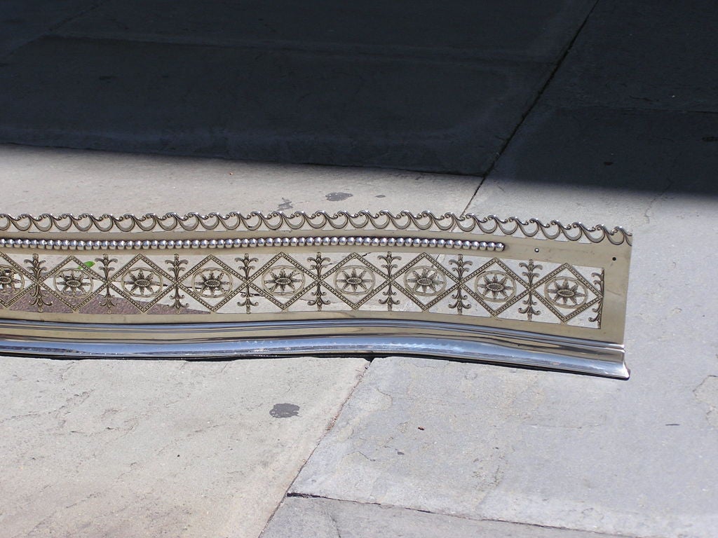 Iron English Paktong Serpentine Chased & Pierced Gallery Fire Fender, Circa 1750 For Sale