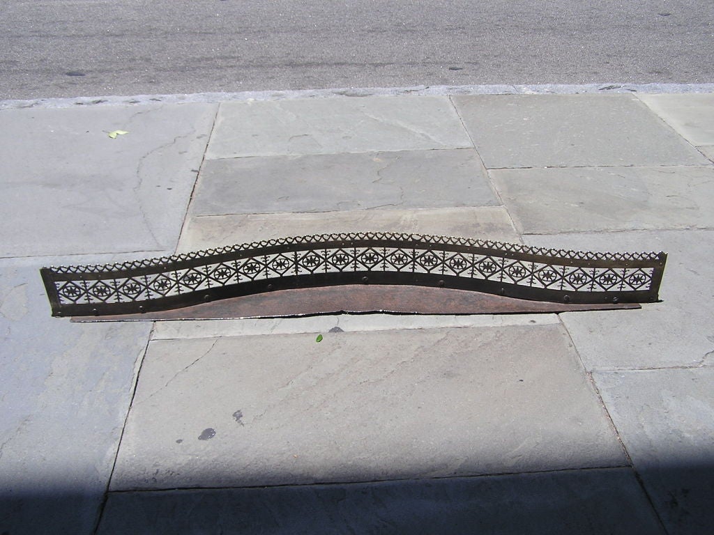 English Paktong Serpentine Chased & Pierced Gallery Fire Fender, Circa 1750 For Sale 1