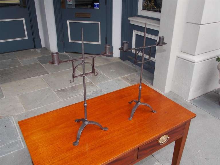 Pair of Italian Wrought Iron Candelabras In Excellent Condition For Sale In Hollywood, SC